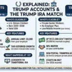 Retirement savings infographic with Trump IRA government logo