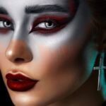 Gothic makeup palette with dark eyeshadows and black lipstick