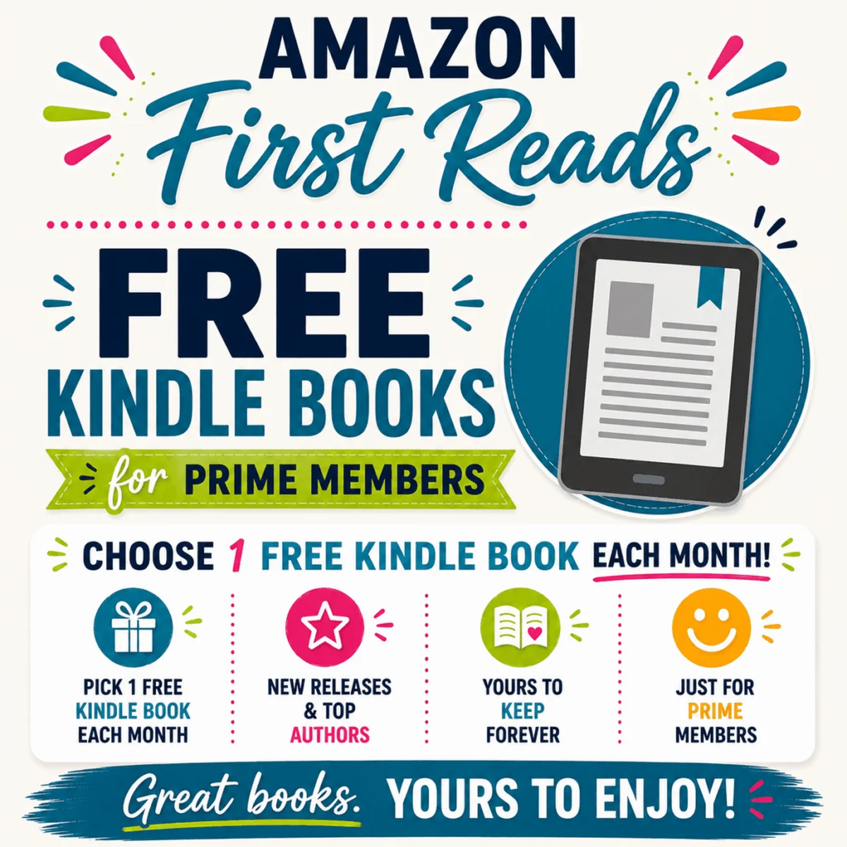 Amazon First Reads promo graphic for Prime members