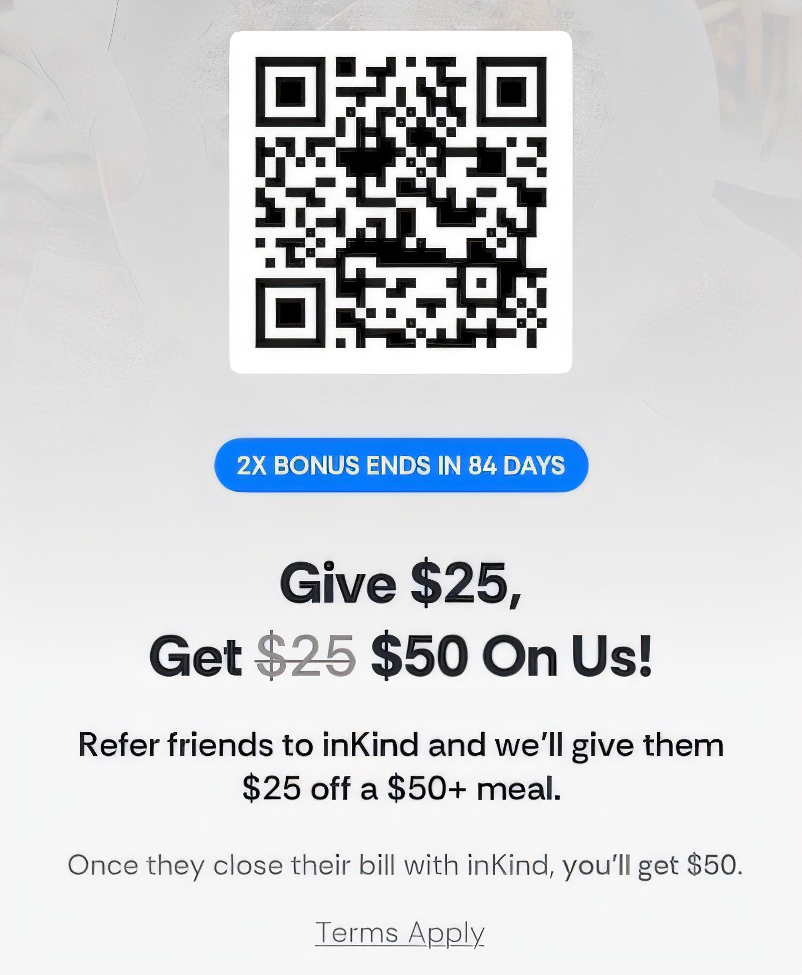 InKind referral promotion graphic showing the bonus offer