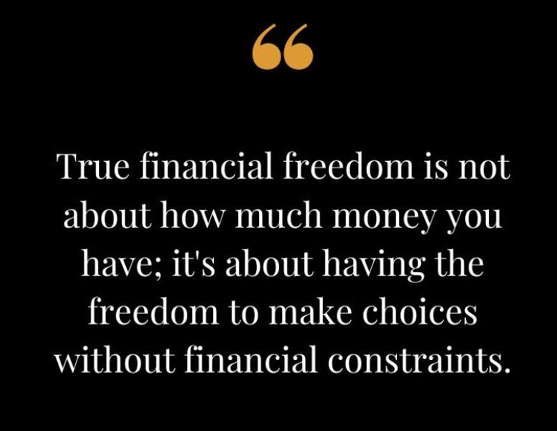 Quote card on financial freedom and choice