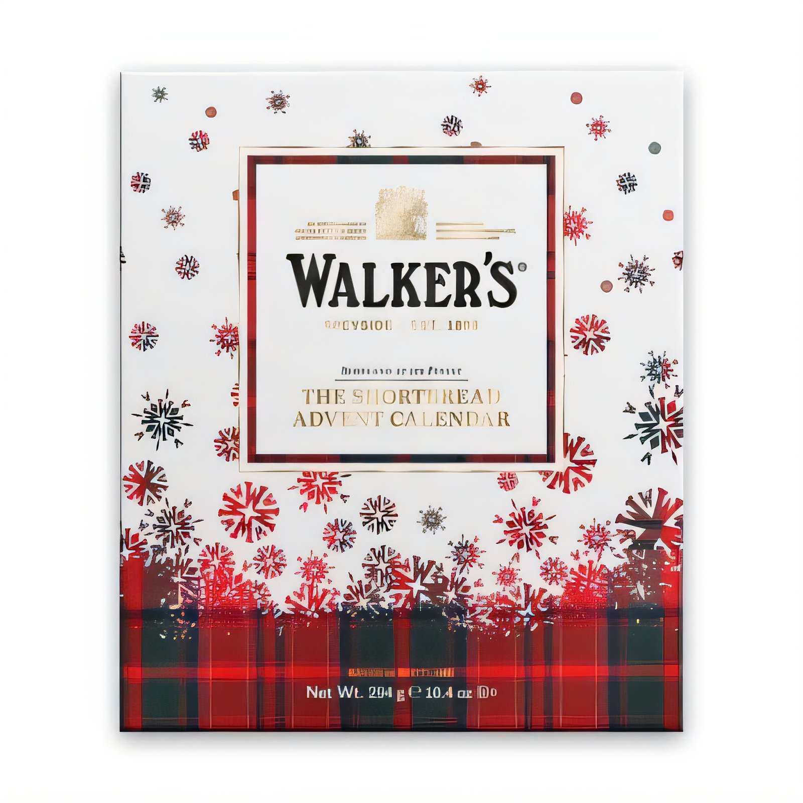 Walker's shortbread advent calendar box with festive plaid design